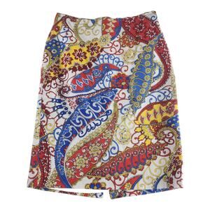 Talbots Red Blue Yellow Floral Pencil Skirt Women's Size 4